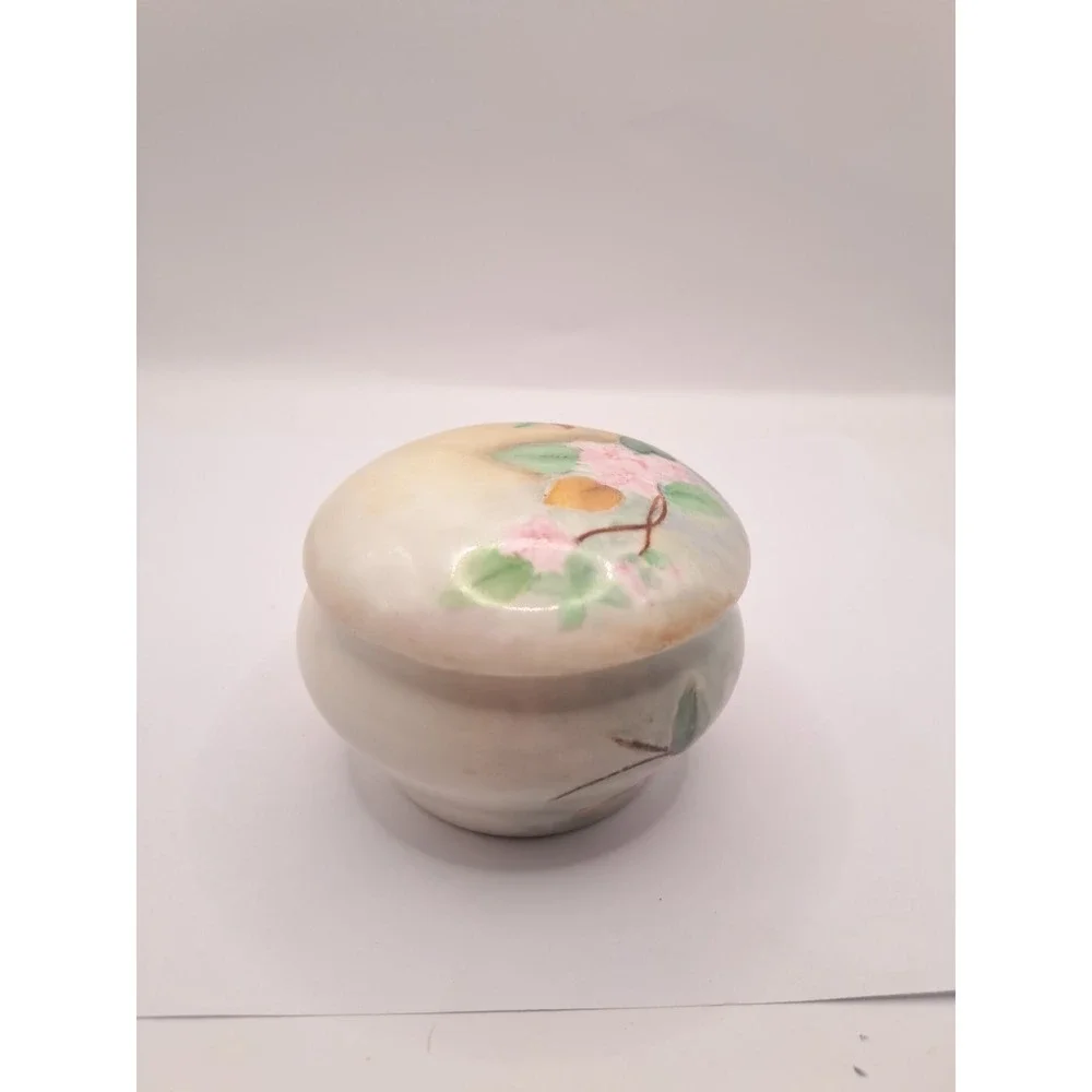 Antique La Seynie Limoges P&P France Pink Dogwood Handpainted Vanity Powder Dish